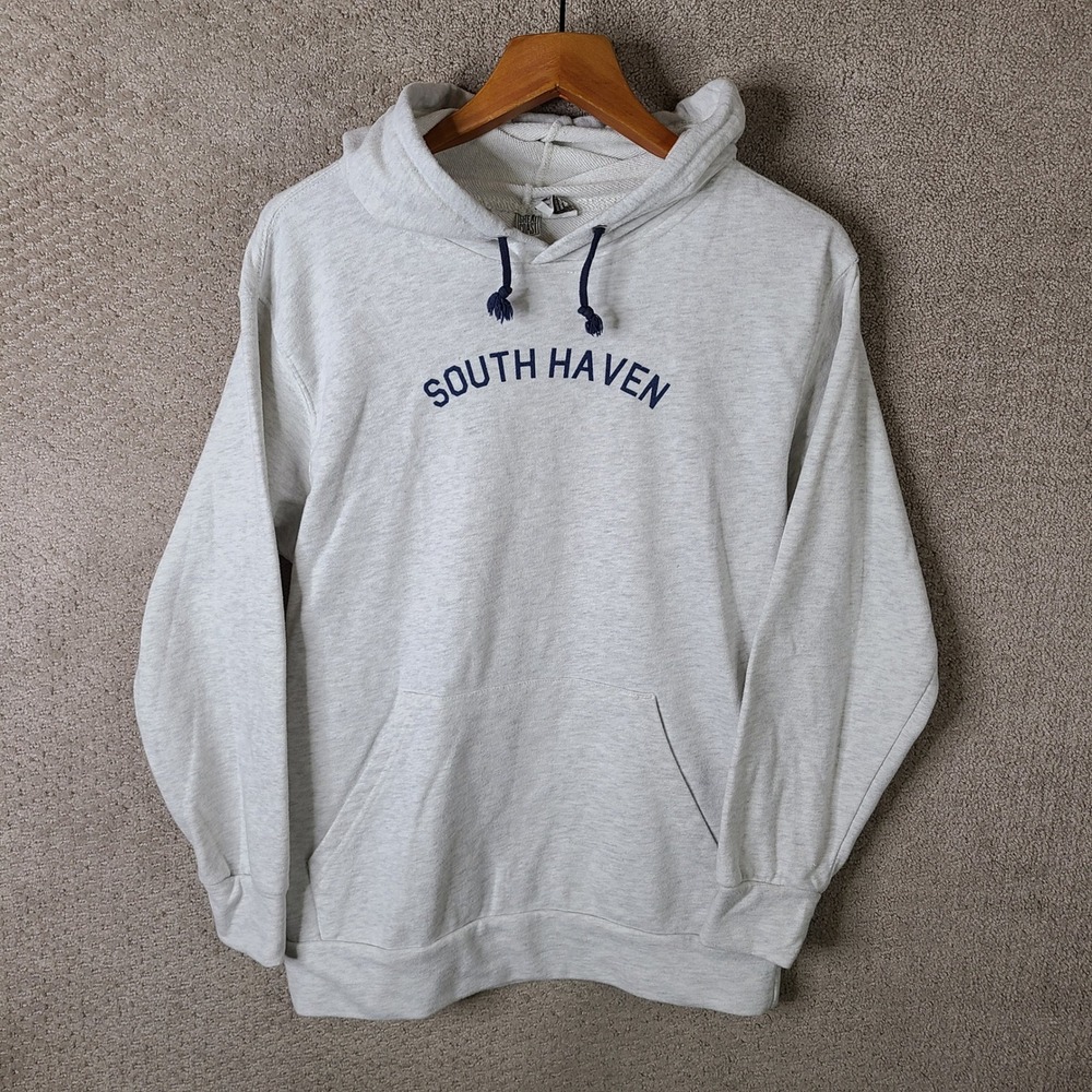 South Haven Hoodie Mens‎ Medium Gray Embroidered Pullover Sweatshirt Great Coast